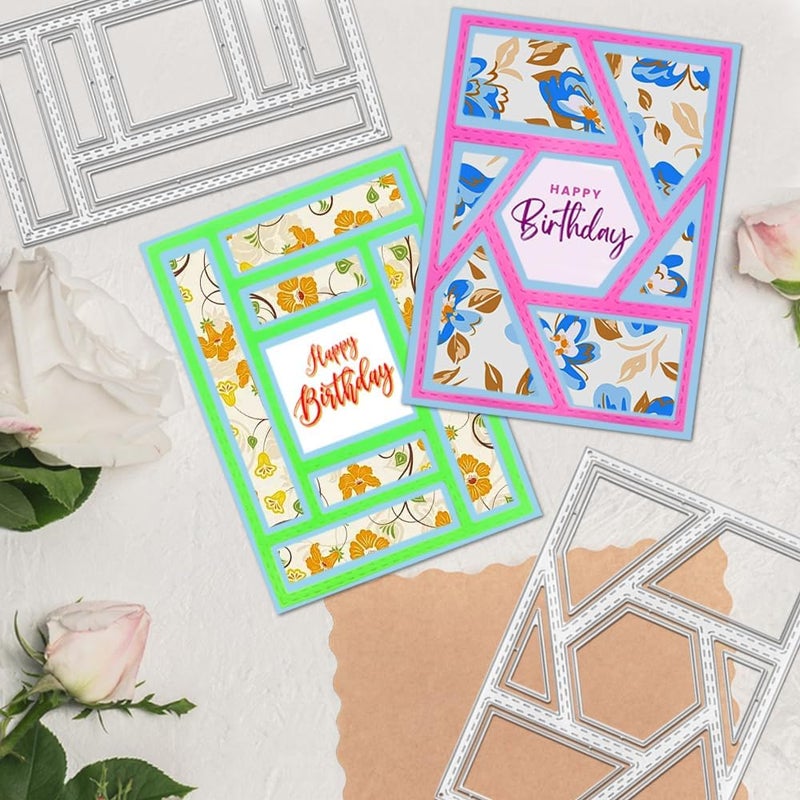 AFUNTA 3 PCS Rectangular Die Cuts for Card Making, Frame Scrapbook Metal Cutting Dies Embossing Tools for Card Making Supplies, Paper Album Decor - Image 3